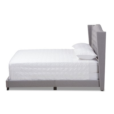 Gray Tufted Upholstered King Bed with Curved Headboard