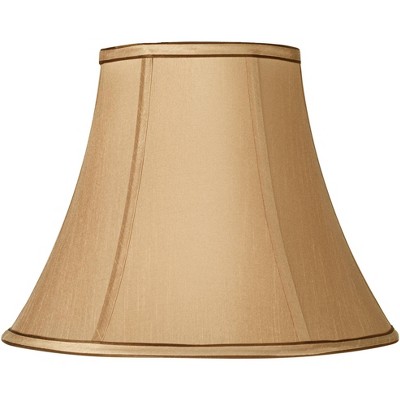 Springcrest Tan and Brown Medium Bell Lamp Shade 7" Top x 14" Bottom x 11" High (Spider) Replacement with Harp and Finial