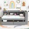 KIGFTSOD Twin Size L-shaped Bookcases Bed with Power Outlets, USB Charging Ports,Two Drawers - 3 of 4
