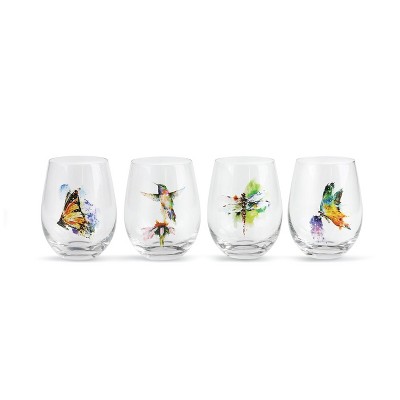 DEMDACO Nature Stemless Glass - 4 Assorted 5 x 4 - Clear