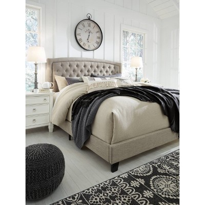 Transitional Queen Upholstered Bed with Tufted Headboard, Gray