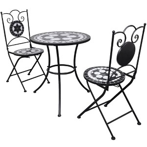 vidaXL 3 Piece Bistro Set Ceramic Tile Black and White - 1 of 4