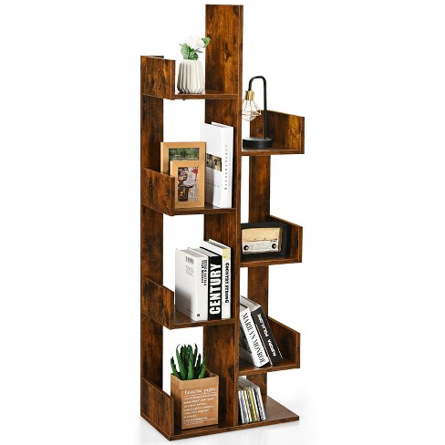 Tangkula 8-tier Modern Bookshelf Anti-fall Tree Bookcase Storage Rack  Suitable For Home & Office Brown/white/black : Target