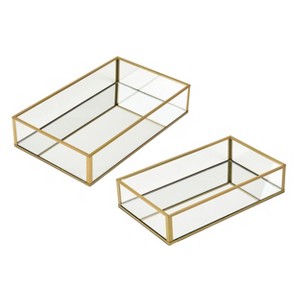 LAURAELLA 2PC Set, Handcrafted Glass Tray, Decorative Storage Tray for Makeup, Jewelry, Desk, or Bathroom, Stylish, Durable Glass for Home and Office, - 1 of 4