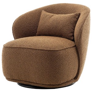 Boucle Upholstered Swivel Barrel Chair - Kinwell - 1 of 4