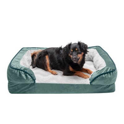 FurHaven Velvet Waves Perfect Comfort Cooling Gel Top Memory Foam Sofa Dog Bed