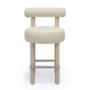 TOV Furniture Carmel Boucle and Solid Wood Counter Stool in Cream - 3 of 4
