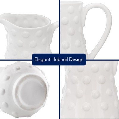 Small White Ceramic Hobnail Pitcher Vase