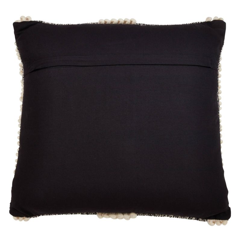 Oversize Pom-Pom Striped Throw Pillow Cover Cream/Black - Saro Lifestyle, 3 of 5