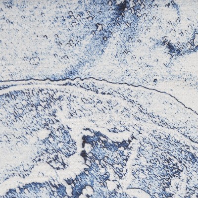 Ivory Blue Abstract Marble Washable Area Rug 5' x 7'