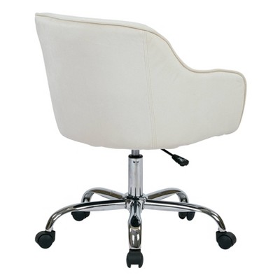 Oyster White Velvet Swivel Task Chair with Chrome Base