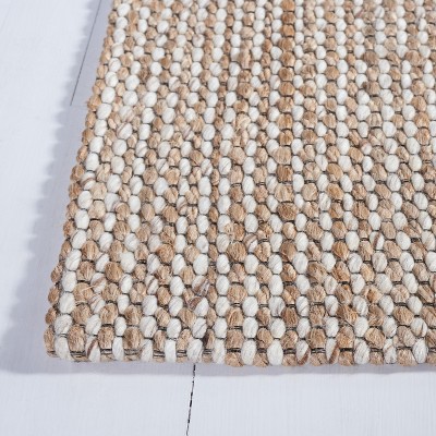 Natural Beige Hand-Tufted Wool and Synthetic Area Rug, 4' x 6'