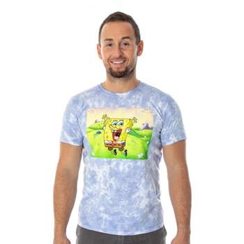 SpongeBob SquarePants Men's Jump For Joy Bleach Wash Dye T-Shirt Adult