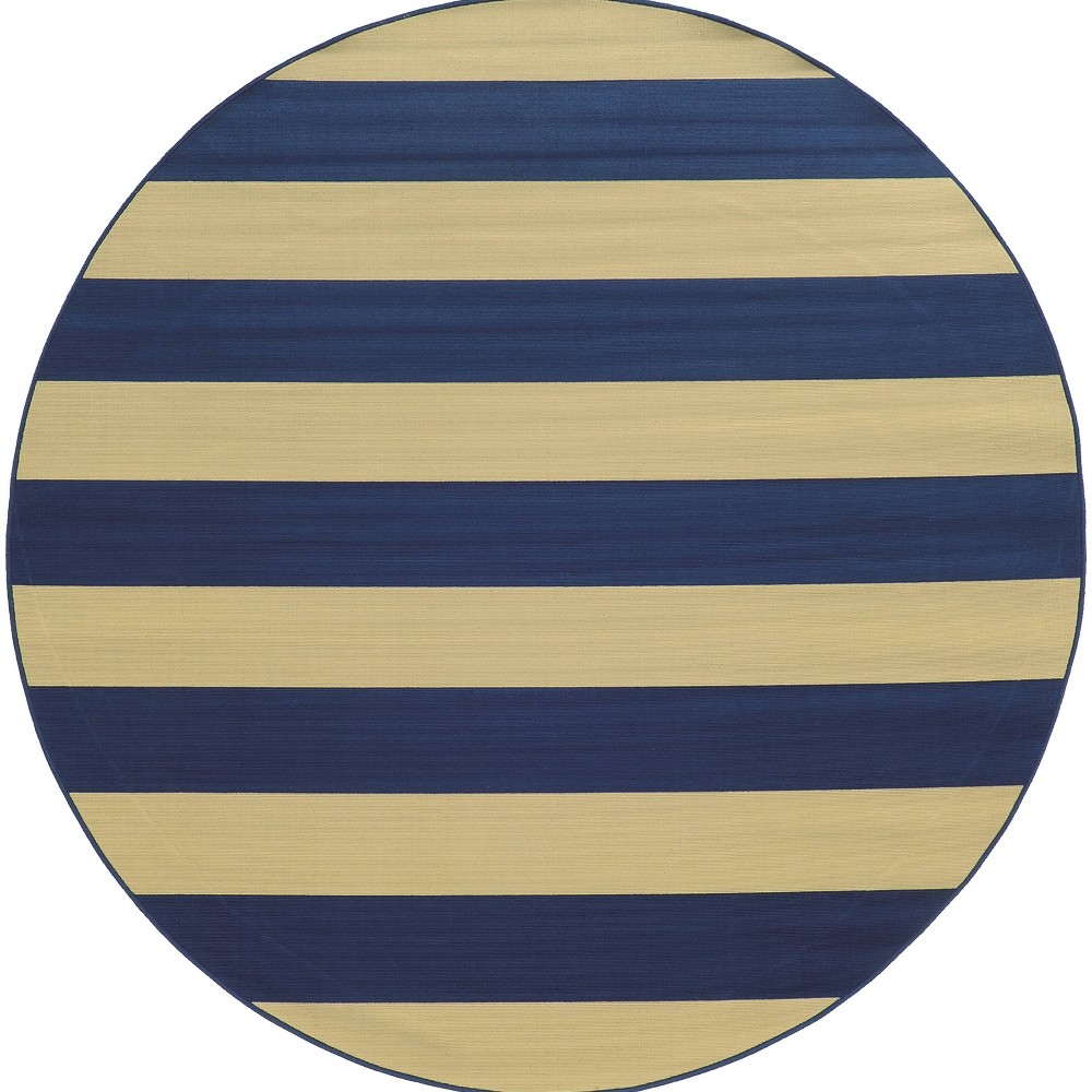 7'10''x7'10'' Rio Striped Patio Rug Blue/Ivory