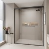 Gulches 56in to 60in W x 72in H Double Sliding Semi frameless Shower Door Matte Black Finish with Clear Glass Explosion proof Rollers 1 Pc - 4 of 4