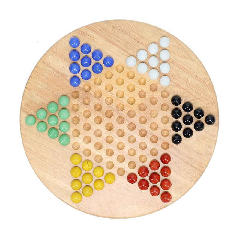 WE Games Solid Wood Chinese Checkers Set with Glass Marbles - 11.5 Inch, 1 of 9