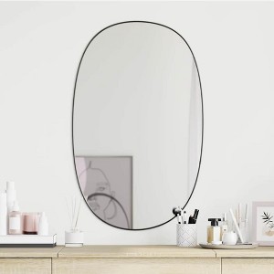 Aghana Digitals Oblong Black Matte Synthetic Glass Wall Mirror, 27.6x17.7in - Modern Minimalist - 1 of 4