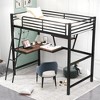 Whisen Modern Metal Loft Bed with Built-in Desk, Shelf and Ladder - 2 of 4