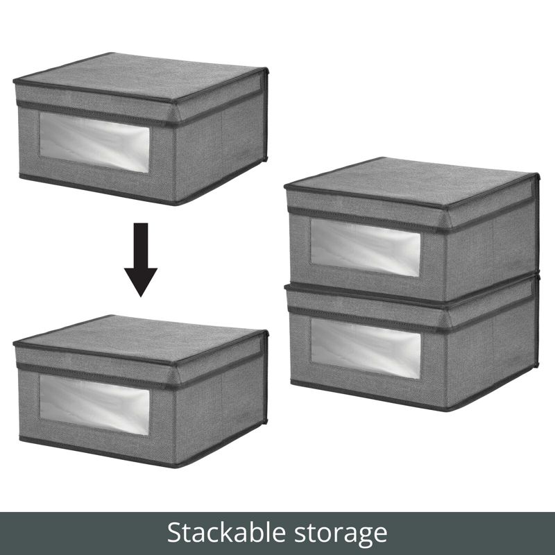 mDesign Medium Fabric Closet Storage Box with Front Window/Lid, 4 of 9