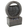 Round Cascade Outdoor Fountain - 18.5-Inch Modern Polyresin Waterfall with Stone Wall Design and LED Lights for Outdoor Decor by Nature Spring (Gray) - 3 of 4