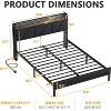 Furnulem Queen Size Bed Frame with Headboard and LED Lights, Upholstered Bedframe with Charging Station and USB Port No Box Spring Needed - 3 of 4