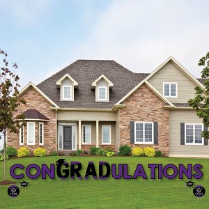 Big Dot of Happiness Purple Graduation Party Yard Signs - Outdoor Lawn Decorations - ConGRADulations - 1 of 4