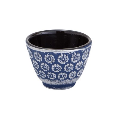 Blue Floral Cast Iron Japanese Teapot Set with Infuser and Cups
