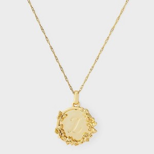14k Gold Dipped Floral Etched Initial 