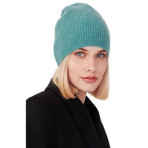 Style Republic Women’s 100% Pure Cashmere Fully Ribbed Beanie - Mint Green - 1 of 2