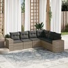 vidaXL Garden Sofa Set Gray PE Rattan 6 Piece Adjustable Feet - 2 of 4