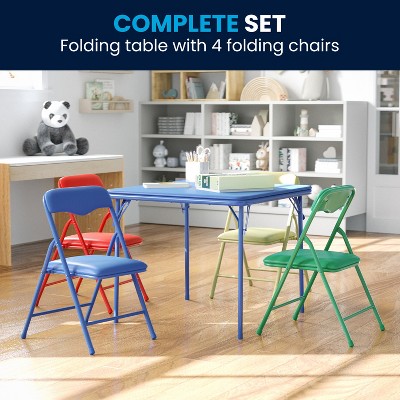 Flash Furniture Kids Colorful 5 Piece Folding Table and Chair Set