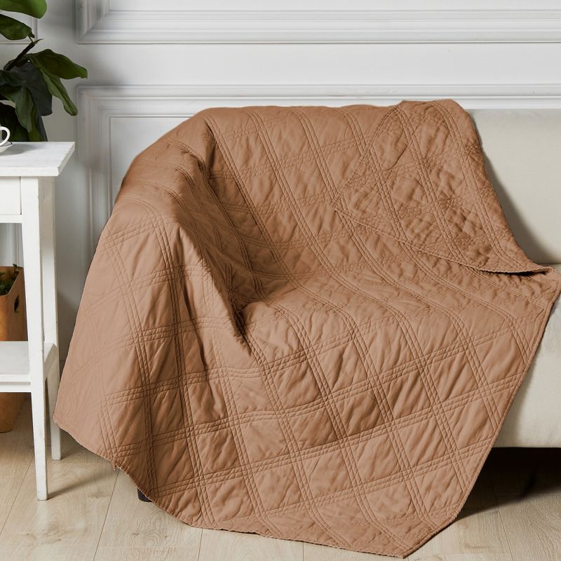 Washed Linen Sandstone Quilted Throw - Levtex Home, 1 of 6
