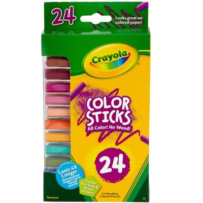 Crayola Color Sticks Woodless Pentagon Colored Pencils, Assorted Colors, set of 24