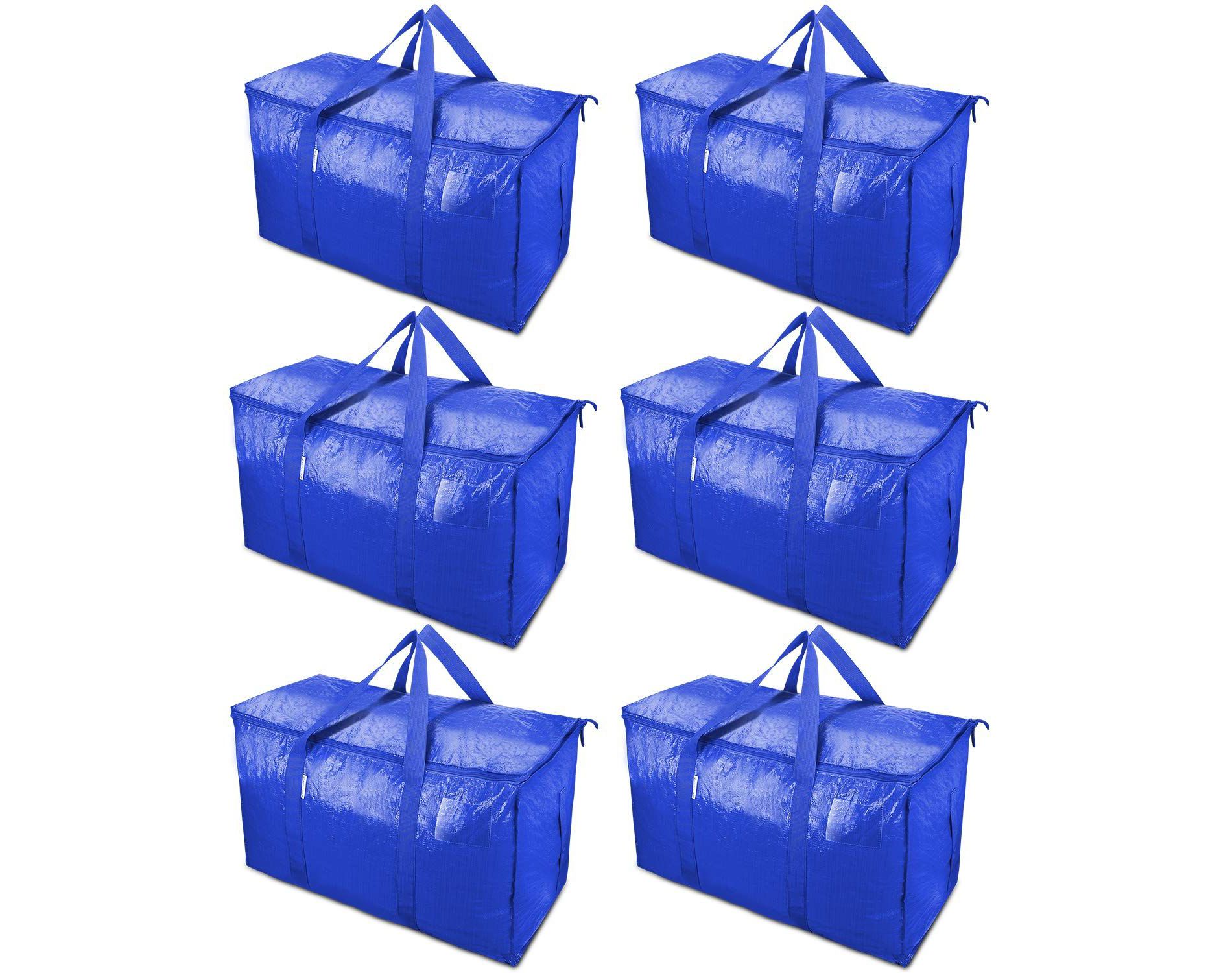 HOMLUX 6 Pack Extra Large Heavy Duty Moving Bags with Zippers & Handles Storage Tote