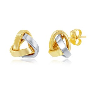 Classic Gold 14K Yellow & White Gold, Love Knot 11mm Studs - Gold - 1 of 3