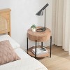 Coucheta Round End Table with Drawer, Farmhouse Bedside Table, Metal Frame, Wood Nightstand for Living Room, Bedroom, Small Spaces, Easy Assembly - 4 of 4