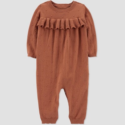 Image of Carter's Just One You® Baby Girls' Dot Jumpsuit - Brown Newborn