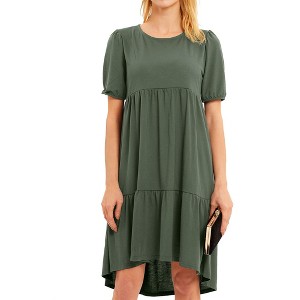 flowy swing dress Lvwq Women's Summer Floral Maxi Dress V Neck Short Sleeve Bohemian Flowy Swing Dress for Beach Holiday Wedding, Size: Small, Green
