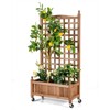Tangkula 50in Wood Planter Box with Trellis and Wheels Mobile Plant Raised Bed for Indoor&Outdoor - 3 of 4