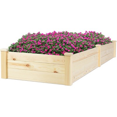 Tangkula Raised Garden Bed Planter Wooden Elevated Vegetable Flower Rectangular Kit Box