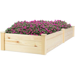 Tangkula Raised Garden Bed Planter Wooden Elevated Vegetable Flower Rectangular Kit Box - 1 of 4