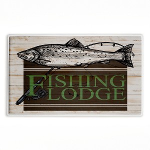 Stupell Industries Rustic Fishing Lodge Printed Plush Bath Mat And Bath Rug, Design By Kim Allen, 18"X30" - 1 of 4
