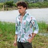 Campus Sutra Men Men's Pistachio Green & Ash Grey Abstract Tulip Shirt - 3 of 4