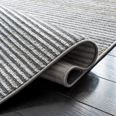 Abstract Grey & Gold Hand-Knotted Round Synthetic Area Rug