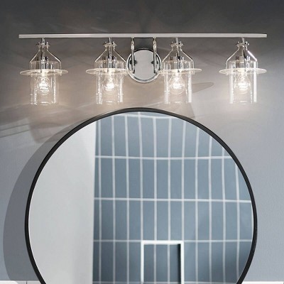 Polished Nickel 4-Light Dimmable Cylinder Vanity Fixture