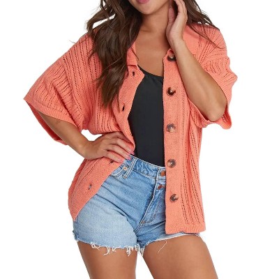 Women's Elsie & Zoey Catalina Knit Half Sleeve Button Up Top