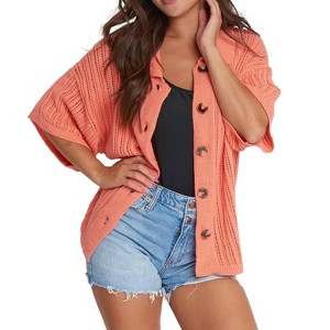 Women's Elsie & Zoey Catalina Knit Half Sleeve Button Up Top - 1 of 3