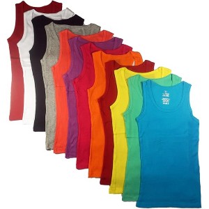 Studio 3 Women's 12-Piece/Pack 100% Cotton Ribbed Stretch Tank Tops - 1 of 4