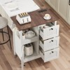 Rolling Kitchen Island with Storage, Versatile Rolling Cart with Power Outlet, 3 Drawers & Lockable Casters, Island Table, White - 3 of 4