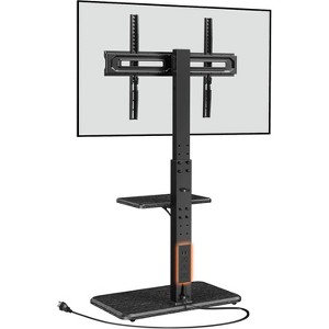 Perlegear Adjustable Floor TV Stand with Power Outlet, Fits 32-75" TVs up to 110 lbs, Swivel Wood Base, Max VESA 600x400mm - 1 of 4